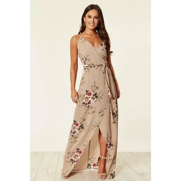 Ditzys Boutique Dresses & Skirts - LAST ONE! Elegant Beige And Floral Print Maxi Dress
